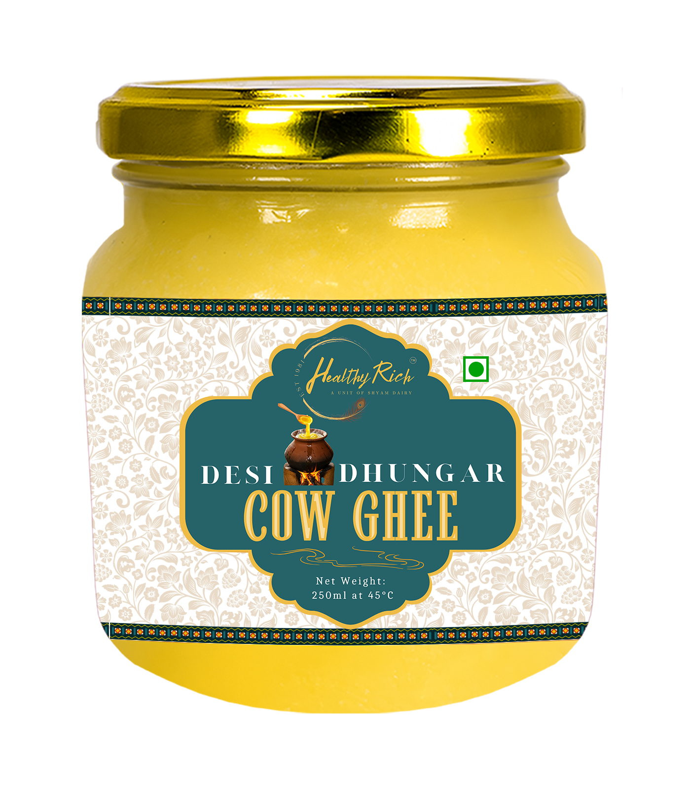 Desi Dhungar Cow Ghee 250ml Bottle
