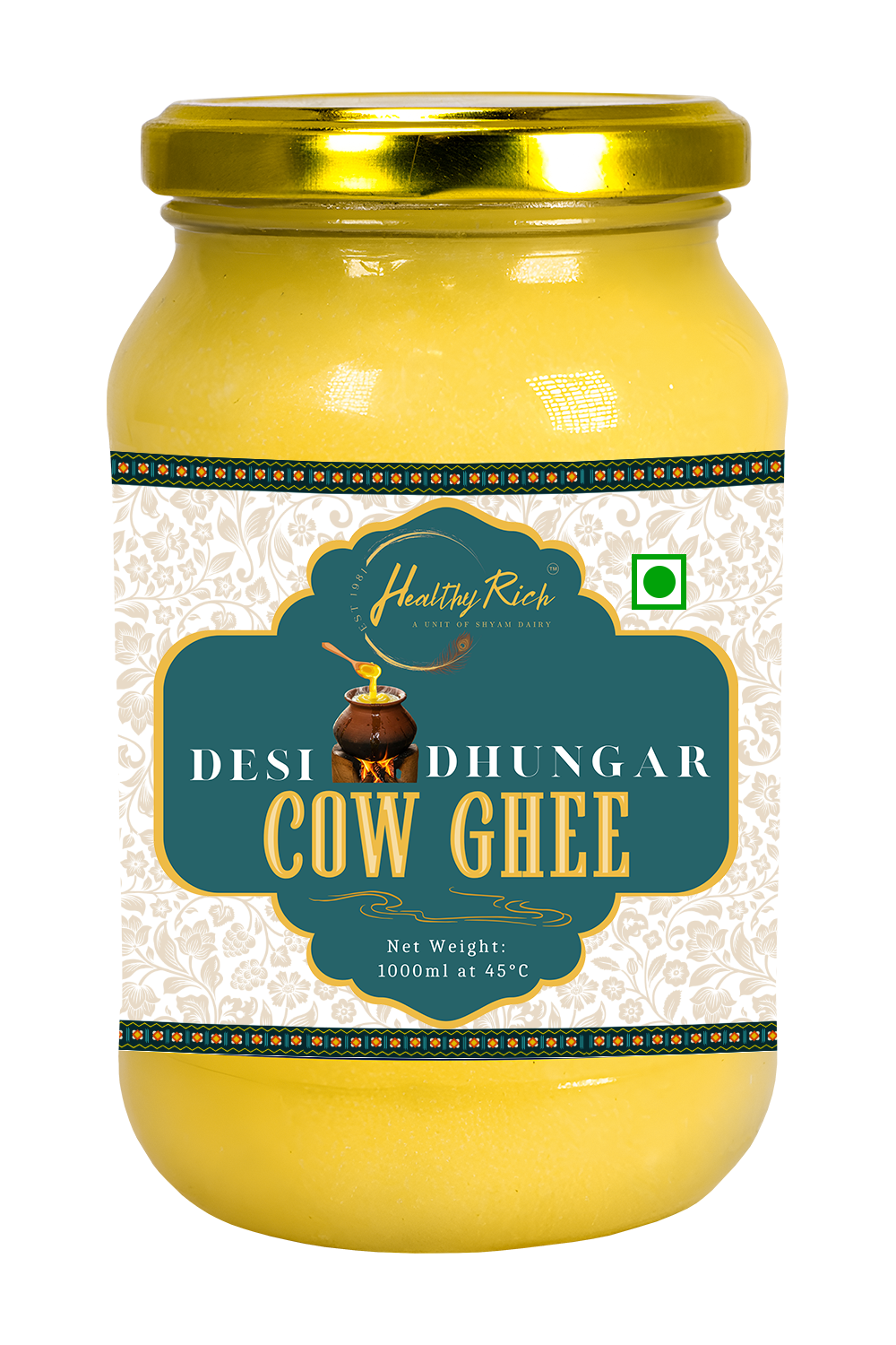 Desi Dhungar Cow Ghee 1000ml Bottle